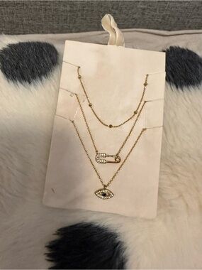 Anthropologie 3-Layered 14K Gold Plated Necklace Set